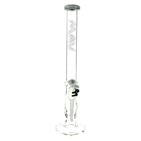 MAV Glass 18" Straight Bong with Maze Design, 9mm Thick, Ice Pinch, Front View on White