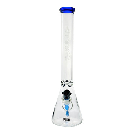 18" Smoke MAV Glass Beaker Bong with Neon Blue Accents - Front View