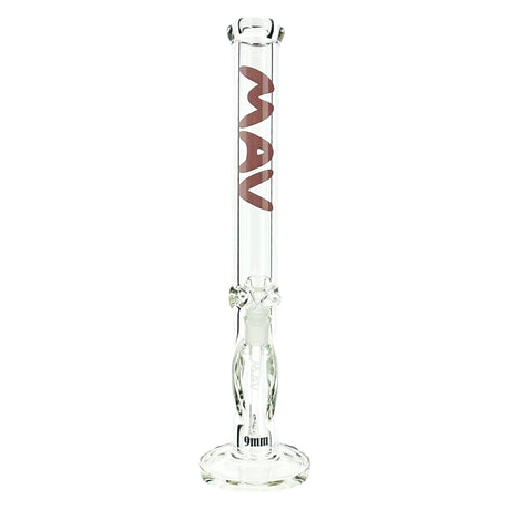 MAV Glass 18" Straight Tube Bong, 9mm Thick with Ice Pinch, Clear Glass, Front View