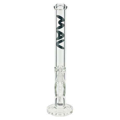 MAV Glass 18"x9mm Clear Straight Tube Bong Front View on White Background