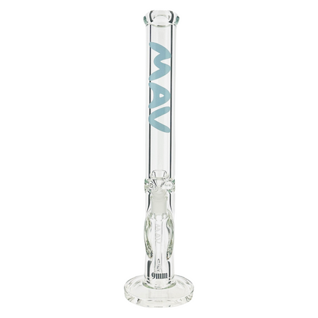 MAV Glass 18" x 9mm Clear Straight Tube Bong Front View on White Background
