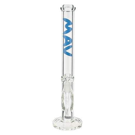 MAV Glass 18" x 9mm Clear Straight Tube Bong Front View on White Background