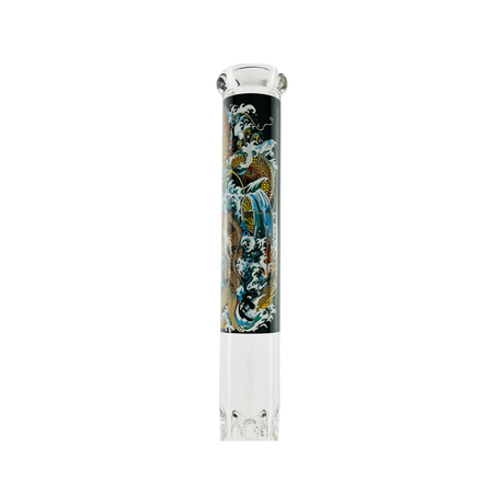 MAV Glass 18" Beaker Bong with Dragon Koi Design Front View on White Background