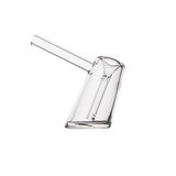 MJ Arsenal Fulcrum Bubbler, clear borosilicate glass, side view on a seamless white background