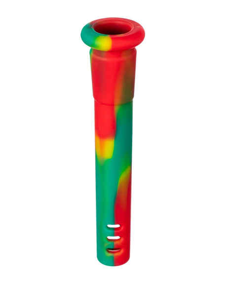 3" Silicone Downstem for Bongs in Rasta Colors, Front View on White Background