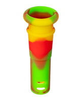 Rasta colored silicone downstem, 18mm to 14mm size, front view on white background