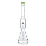 MAV Glass 19" Wig Wag Reversal UFO Beaker Bong with Clear Glass and Green Accents - Front View