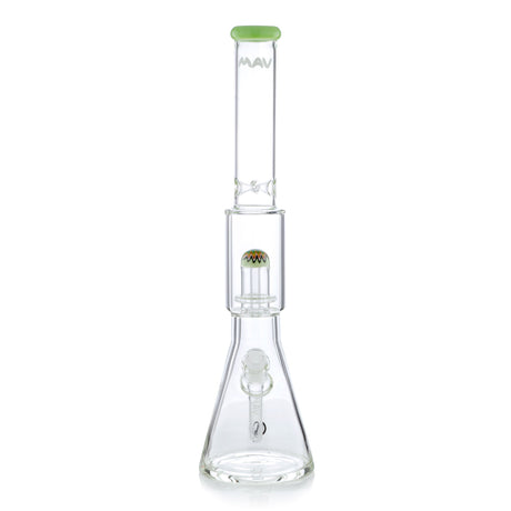 MAV Glass 19" Wig Wag Reversal UFO Beaker Bong with Clear Glass and Green Accents - Front View