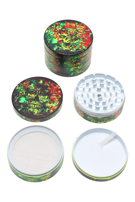 Glow-in-the-Dark 4-Part Metal Herb Grinder “Rasta Reaper” – 2½″ (63 mm)