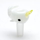 Empire Glassworks UV Reactive Narwhal Bowl Piece for Bongs, Front View on White Background