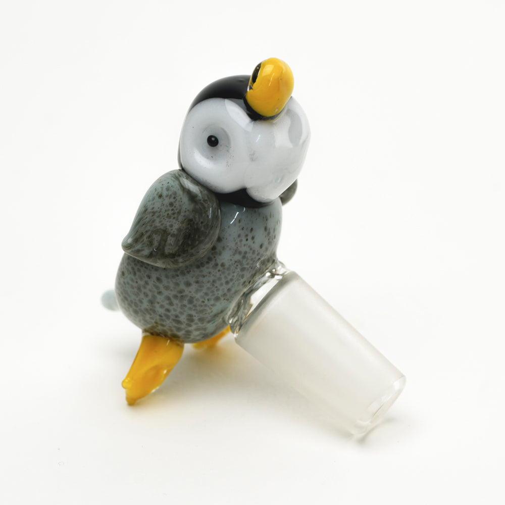 Empire Glassworks Paulie The Penguin 14mm Bowl Piece, Borosilicate Colored Glass, Front View