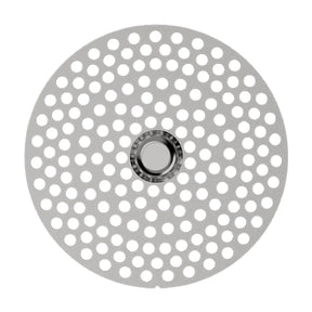 Flower Mill 2.5" Extra Fine Mill Plate, top view on seamless white background