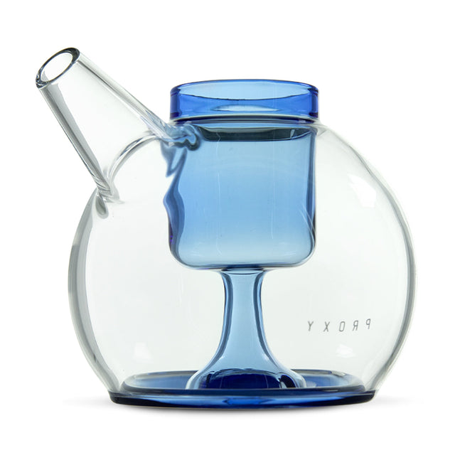 Puffco Proxy Ripple - Clear Borosilicate Glass Bubbler with Blue Accents - Side View