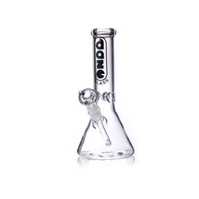 Daze Glass - 12" OG Beaker Base Glass Water Pipe Front View with Clear Glass and Logo