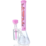 16" AFM Glass Extraterrestrial Pink Beaker Bong with Showerhead Perc, Front View