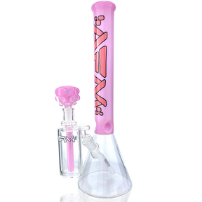 16" AFM Glass Extraterrestrial Pink Beaker Bong with Showerhead Perc, Front View