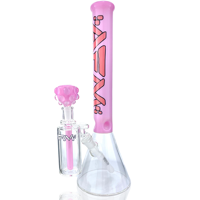 16" AFM Glass Extraterrestrial Pink Beaker Bong with Showerhead Perc, Front View