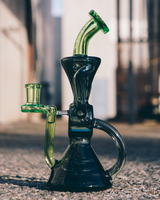 AFM Virgo Glass Recycler Dab Rig, 8.5" with Showerhead Perc, 14mm Female Joint, Side View