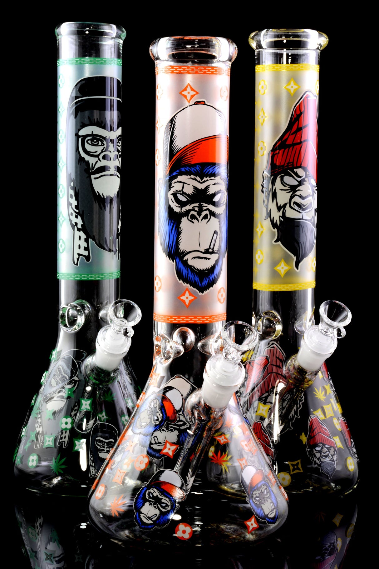 GoG Glow-in-the-Dark Decal Beaker Bong – Ice Pinch – 14″ – Assorted