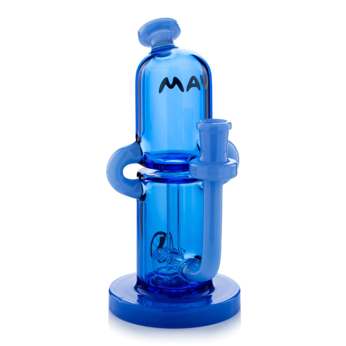 MAV Glass 2-Tone Double Uptake Pillbox Rig in Blue - Front View