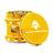 Kozo 2.5 inch window grinder in gold, side viewing window with the lid tilted open to show the teeth