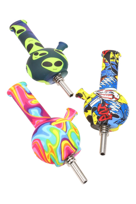 Silicone Water Pipe & Dab Straw “Pocket Hybrid” – 4½″ – Assorted Colors