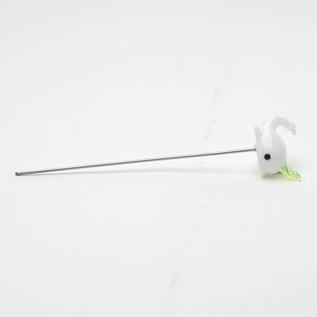 Empire Glassworks Cozmic Narwhal Poker, Borosilicate Glass, Side View on White
