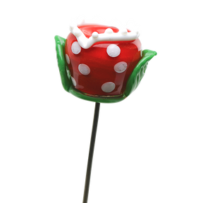 Empire Glassworks Piranha Plant Poker, Borosilicate Glass, Front View on Seamless White
