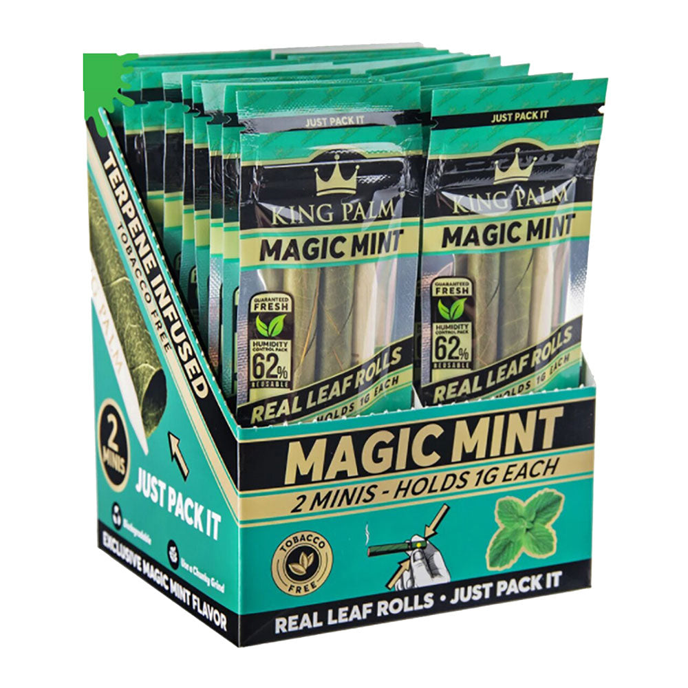 King Palm Magic Mint Hand Rolled Leaf 2-Pack Display Box Front View