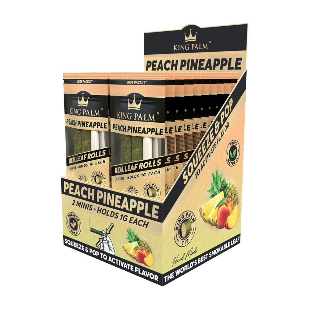King Palms Peach Pineapple Hand Rolled Leaf Display, 20 Pack Mini Size