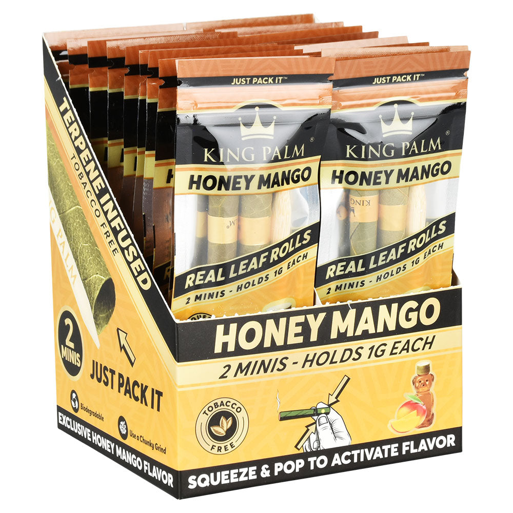 King Palm Honey Mango Hand Rolled Leaf Mini 2-Pack Display Box Front View