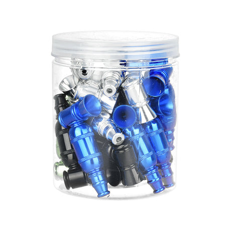 Clear jar filled with 20PC assorted colors durable aluminum metal hand pipes