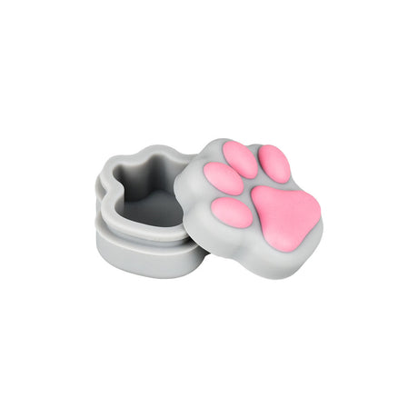 Assorted colors cat paw-shaped silicone concentrate container, 1.25" diameter, open view