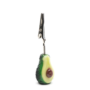 Empire Glassworks Avocado Roach Clip - Borosilicate Glass, Front View on White Background