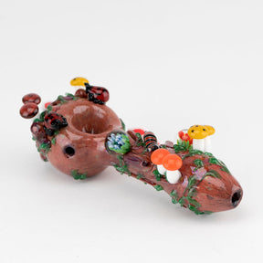Empire Glassworks Bug's Life Small Spoon Pipe with detailed insect and flora art