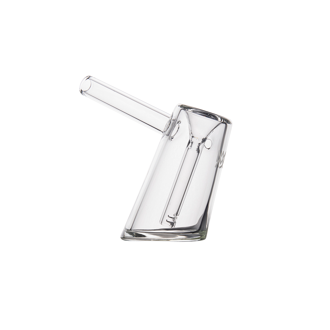 MJ Arsenal Fulcrum Bubbler in Clear Borosilicate Glass - Angled Side View