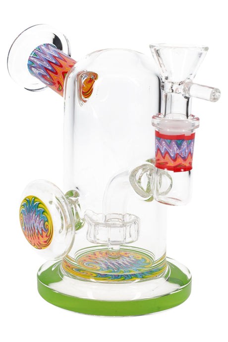 Reverse Stemless Glass Mini Bong “Ripple Swirl” – Showerhead Perc – 5″