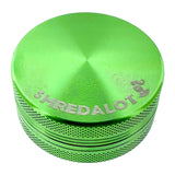 Sir Shredalot 2-Part Grinder in Vibrant Green - Top View with Fine Teeth Detail