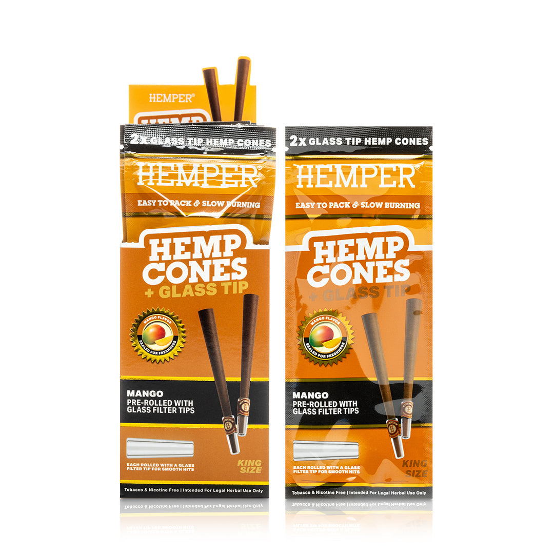 Pre-Rolled 2PK King Size Glass Tipped Hemp Cones| 12ct Display