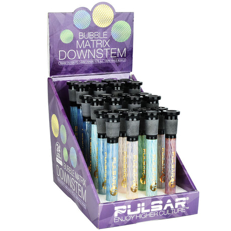 Display of 24 Pulsar Bubble Matrix Downstems in assorted colors and sizes