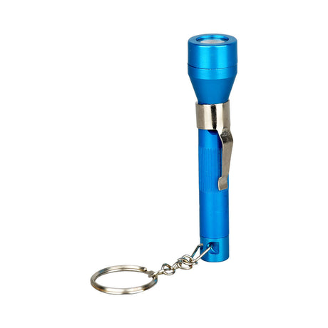Assorted Colors 3.5" Metal Jar Flashlight Keychain Pipe in Blue - Front View