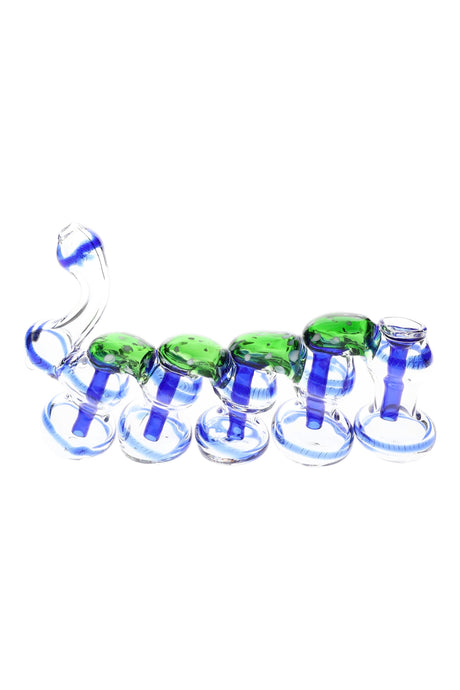 Glass Multi-Chamber Striped Sherlock Bubbler “Ripple Rail” – 9″