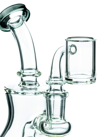 Clear 25mm Quartz Banger Nail for Dab Rigs, 45 Degree Joint Angle, Close-up Side View
