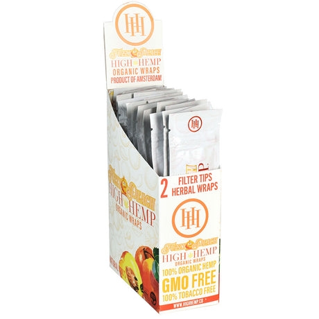 High Hemp Organic CBD Blunt Wraps 25 Pack Fuzzy Peach flavor, displayed in box, front view