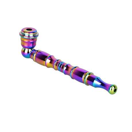 Rainbow Colored 5" Metal Pipe for Smoking, Isolated Side View on White Background