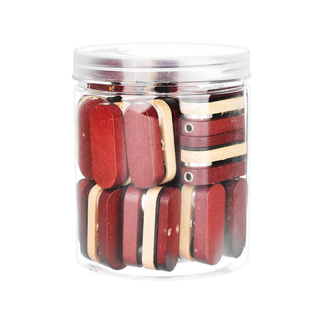 Jar with 25 assorted twist-out wood pipes, 2.75" in size, displayed front view on white background