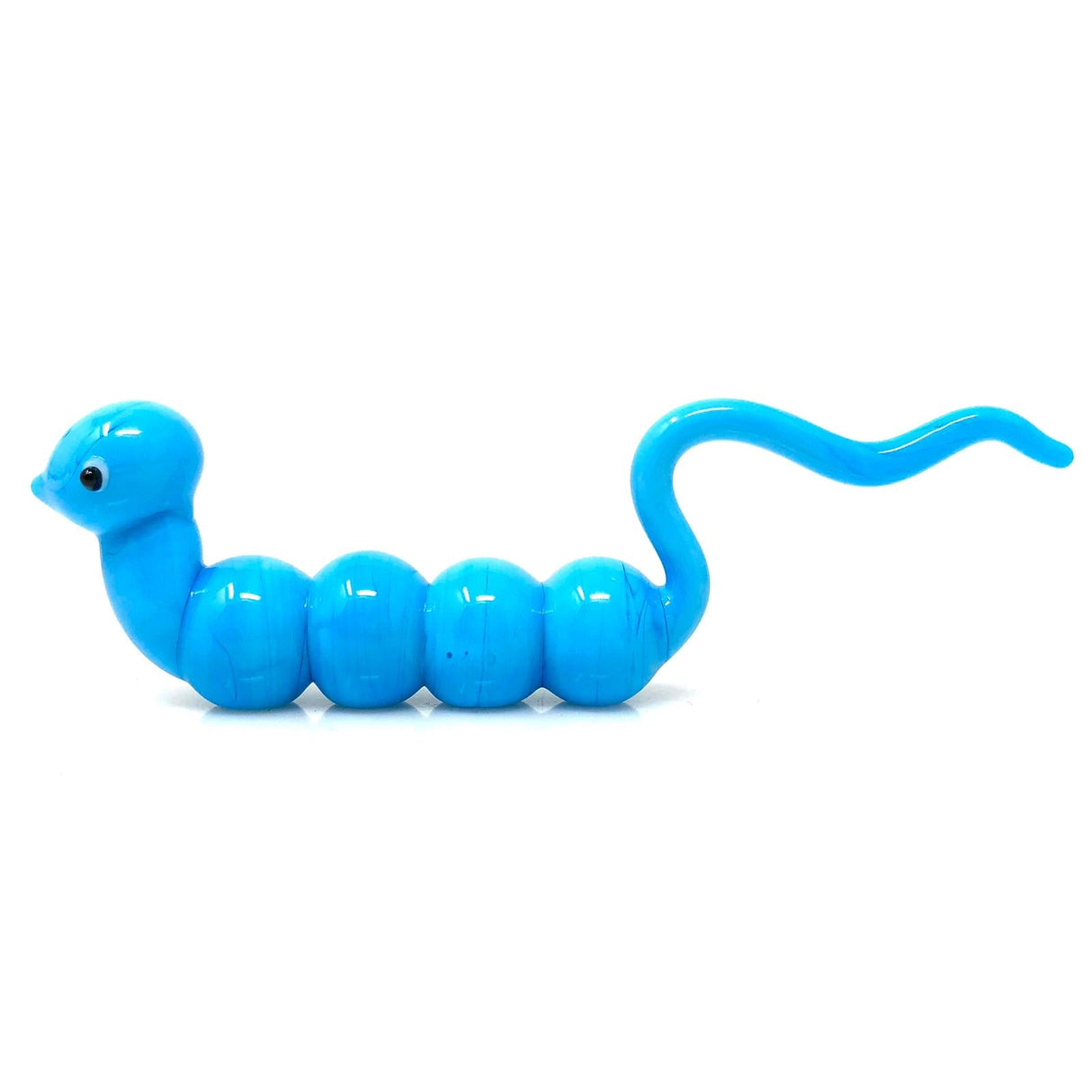 AFM Caterpillar Glass Dabber Tool in vibrant blue, side view, perfect for precise dab rig use