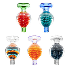 Assorted 27mm Encased Blackberry Glass Carb Caps, front view on white background