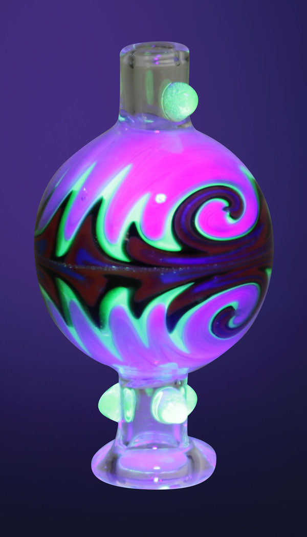 UV Reactive Thermal Worked Borosilicate Glass Bubble Carb Cap for Dab Rigs