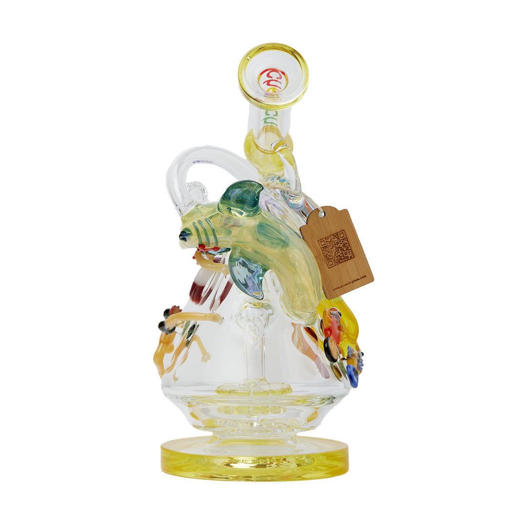 Cheech Glass 10.5" Shark Attack Rig with 14mm Female Joint, Front View on White Background